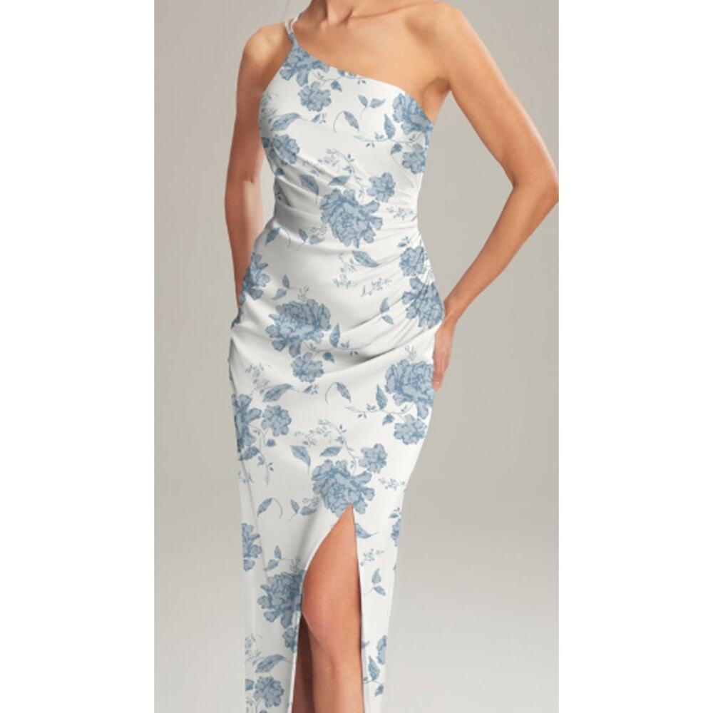 AW BRIDAL 6 S dusty blue peonies Regina wedding formal party maxi dress NEW B134